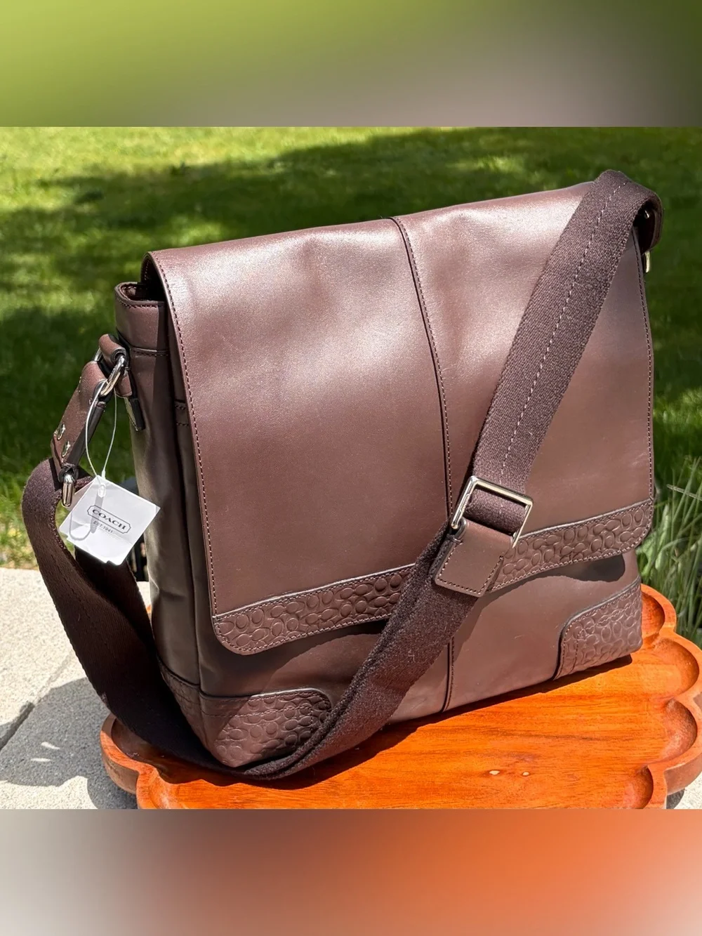 Coach Gramercy Mahogany Brown Leather Map Messenger Bag, Style F74386